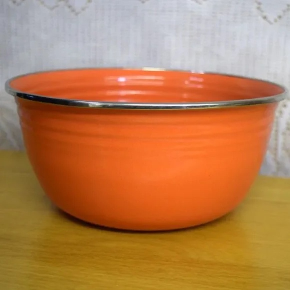 Homer Laughlin Orange Bowl with Silver Rim